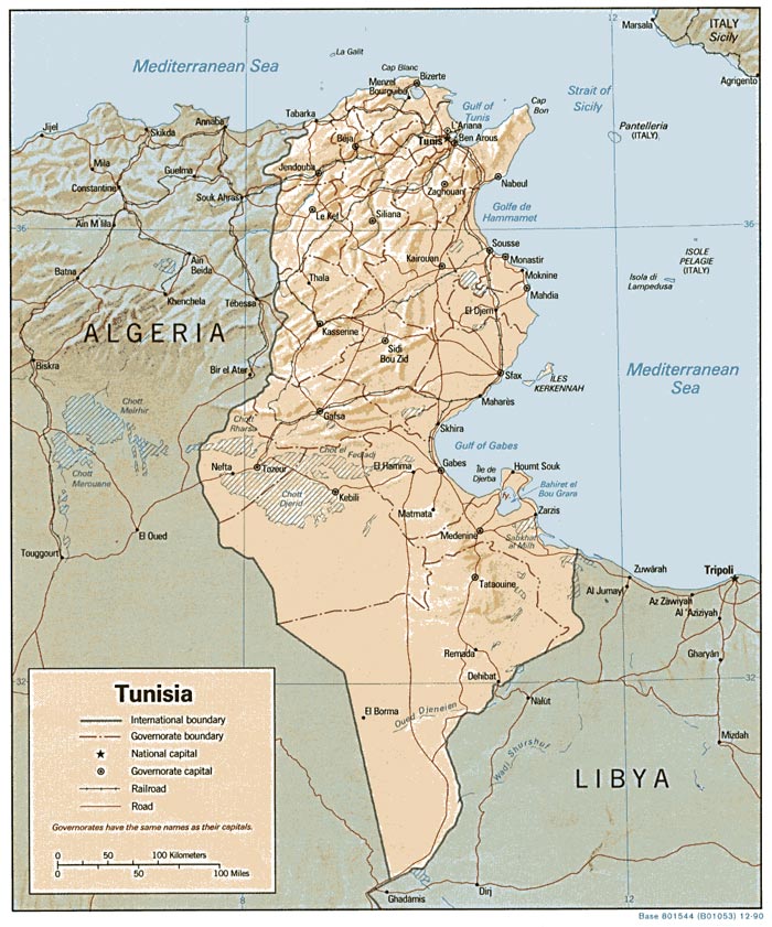 Mapa de Túnez - África